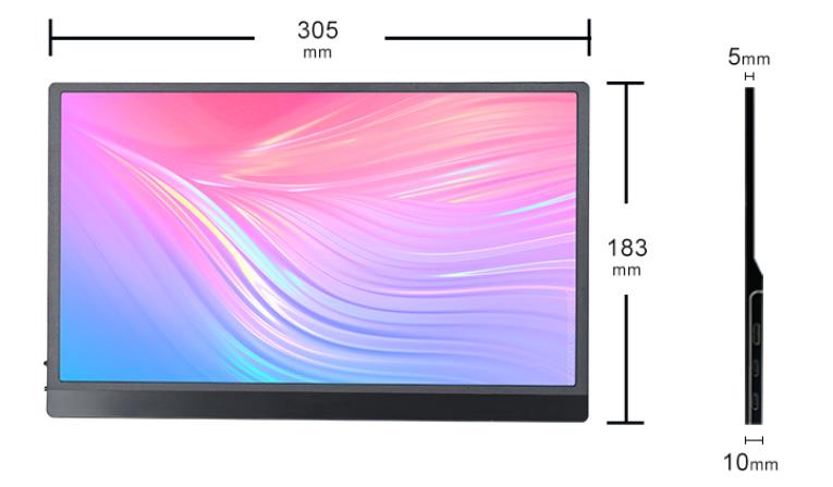 El monitor portátil es muy delgado.